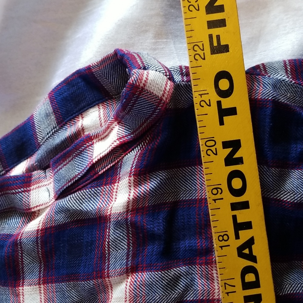 Euc Rails Plaid Top Button Up Cuffed Rolled Sleev… - image 7